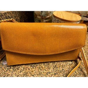 Bosca Crossbody Wallet Strap Purse Calfskin Reptile Finish-Beautiful Camel Color